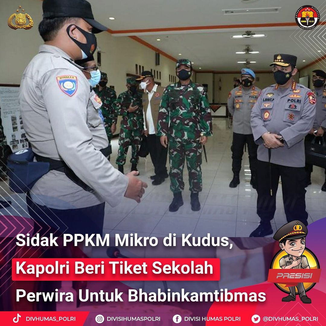 Sidak PPKM Mikro di Kudus, Kapolri Beri Tiket Sekolah Perwira Untuk Bhabinkamtibmas